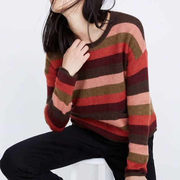 Madewell Chelsea Pocket Pullover Sweater in Multi-Stripe XS (Orig. $90) - Picture 1 of 8